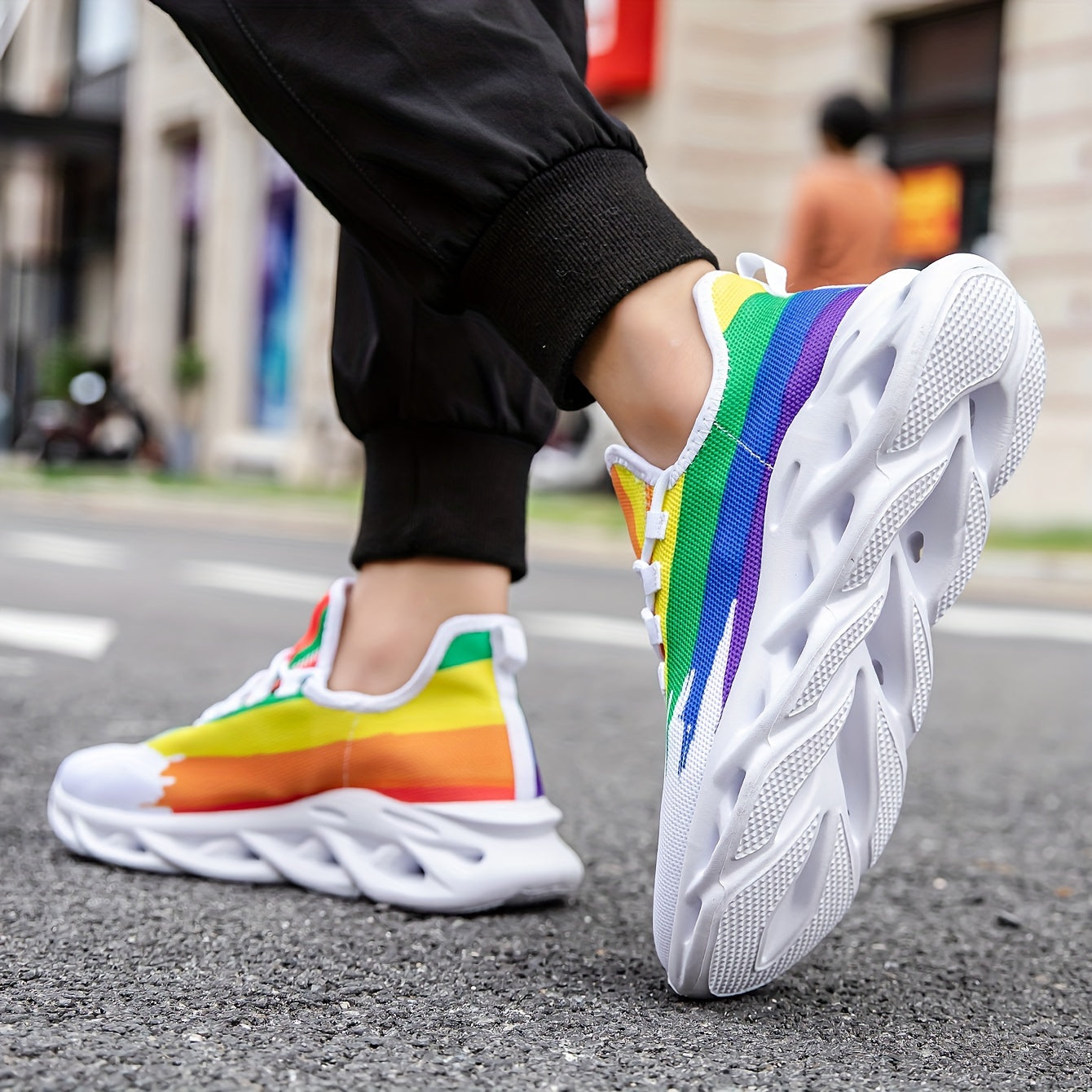 Slip-on Blade Sneakers, Rainbow Color Athletic Shoes