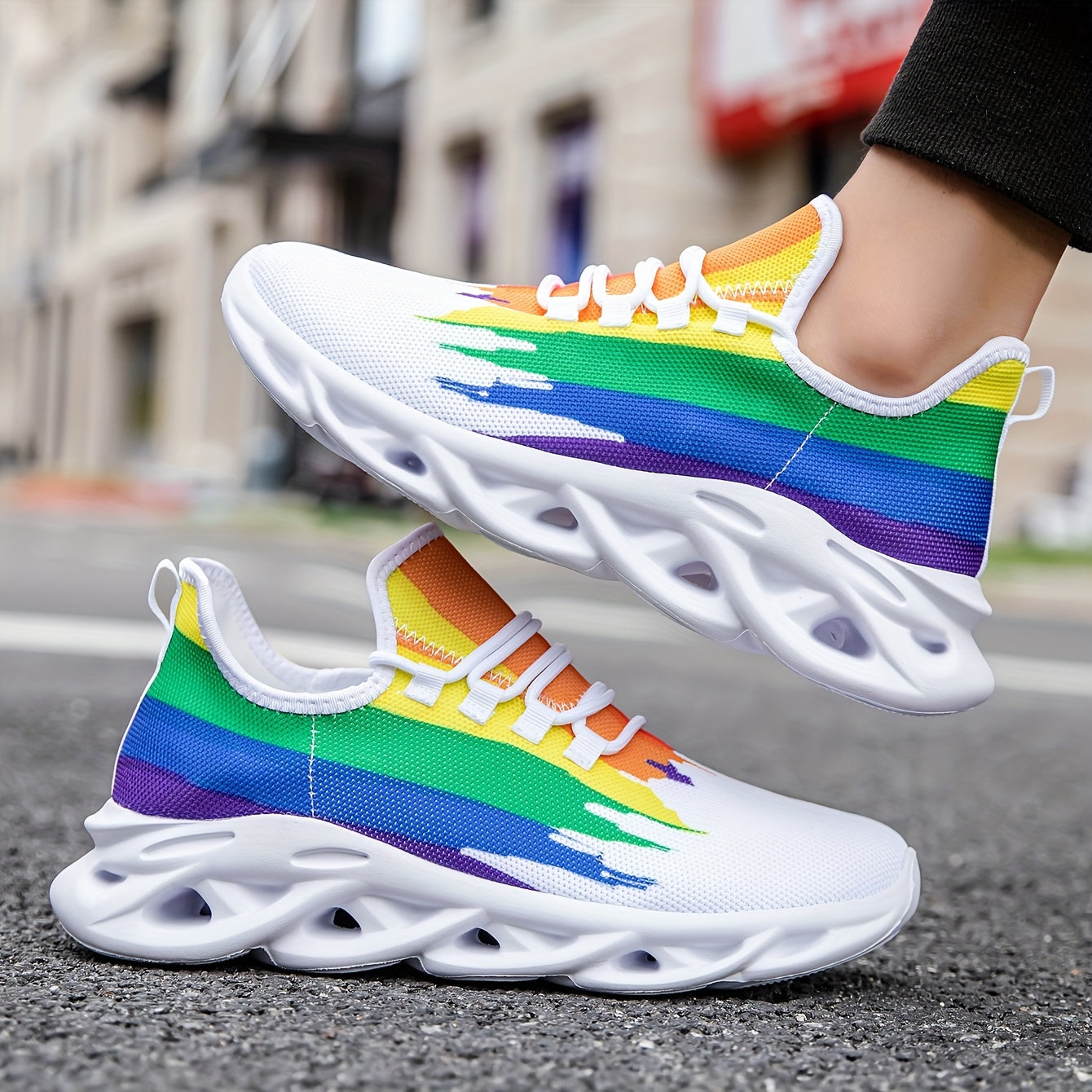 Slip-on Blade Sneakers, Rainbow Color Athletic Shoes