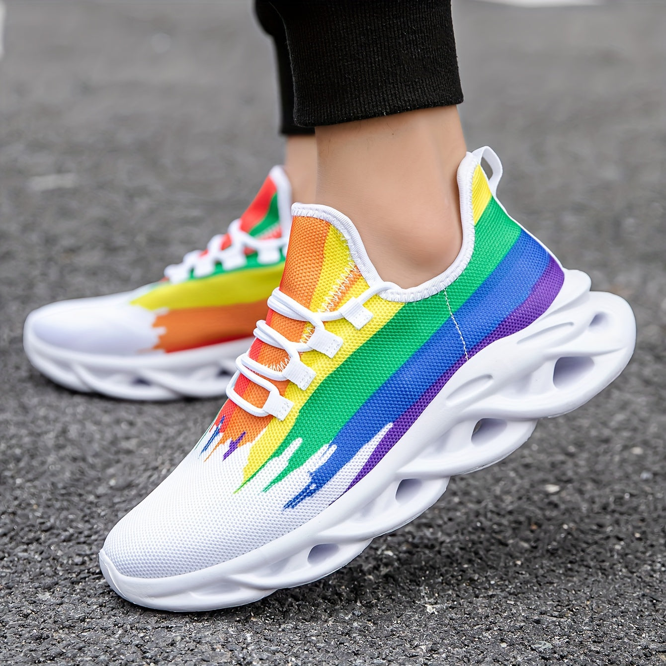 Slip-on Blade Sneakers, Rainbow Color Athletic Shoes