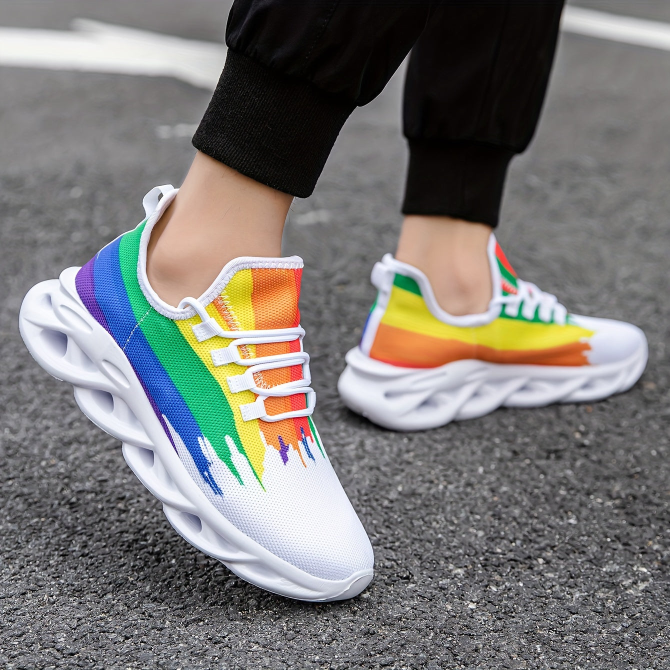 Slip-on Blade Sneakers, Rainbow Color Athletic Shoes