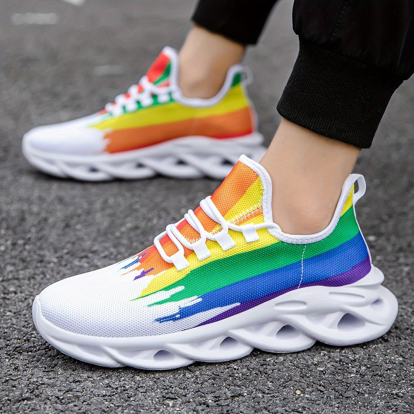 Slip-on Blade Sneakers, Rainbow Color Athletic Shoes